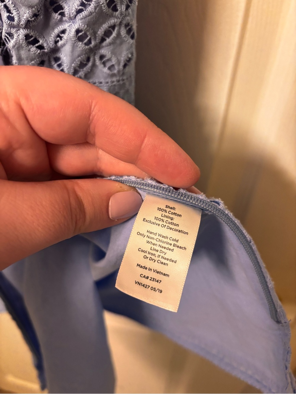 Talbots Sleeveless Eyelet Tie-Neck Top — Light Blue - Picture 4 of 5